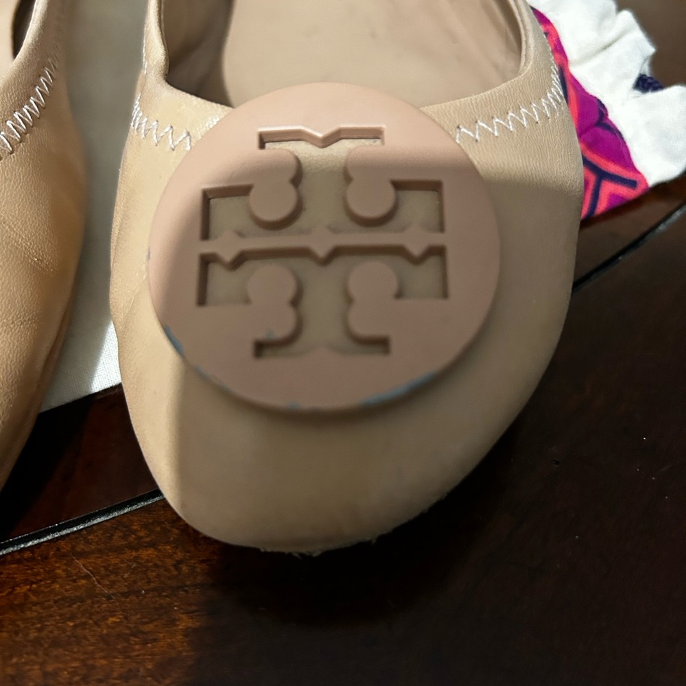 Tory Burch Tan Ballet Flats with Logo